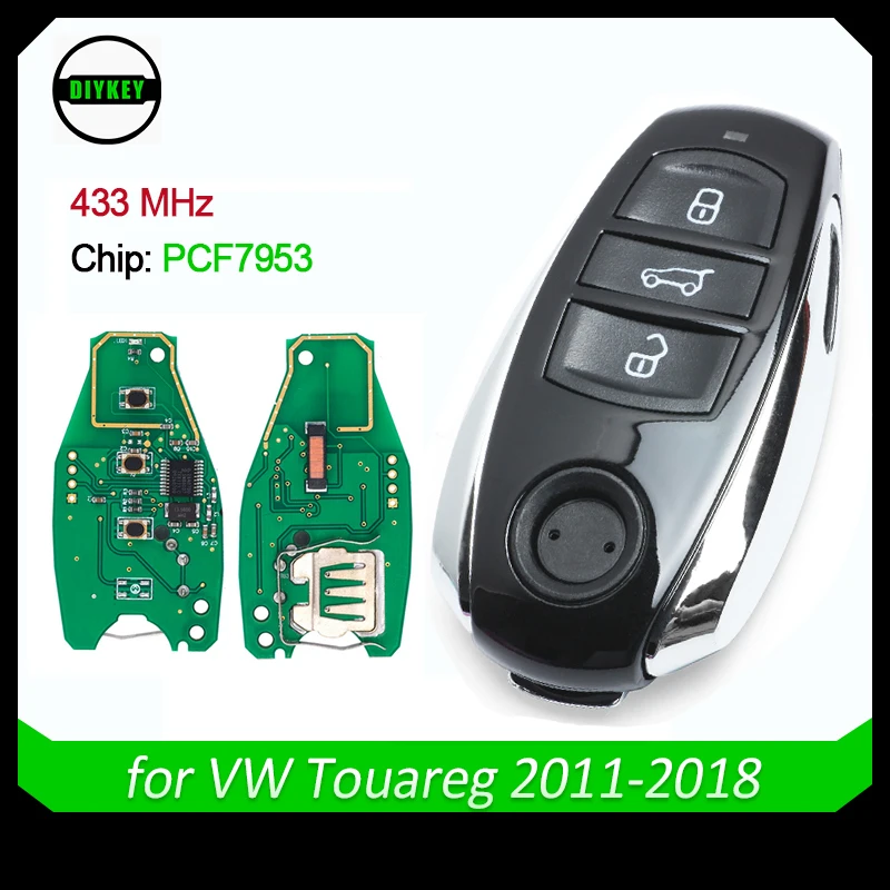 

DIYKEY Smart Remote Key 3 Button for Volkswagen Touareg 2011-2018 With Small key 433MHz PCF7953 Chip