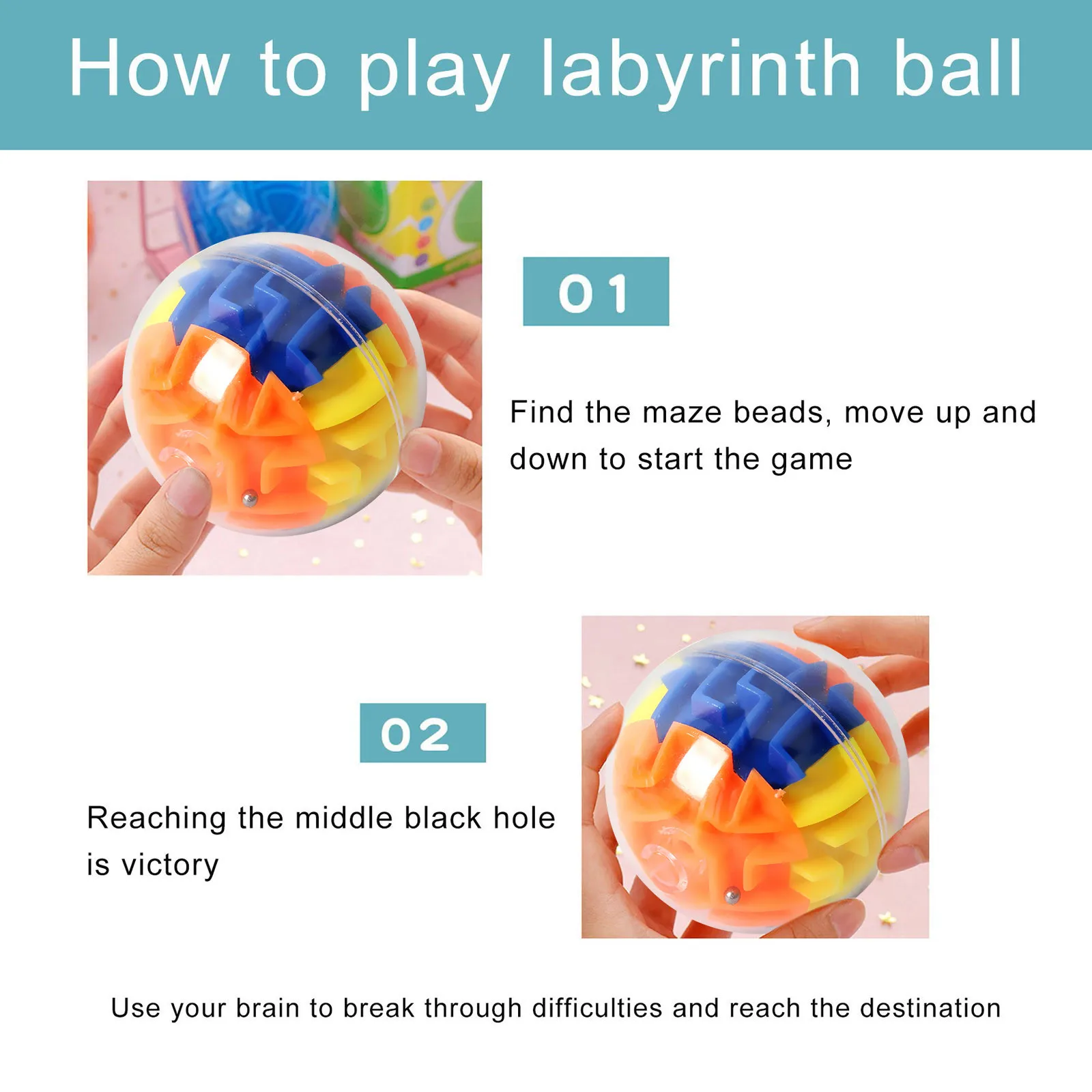 3D Transparent Sphere Maze Puzzle Toy Hand Game Case Box Fun Brain Game Challenge Toys Balance Educational Toys for Children