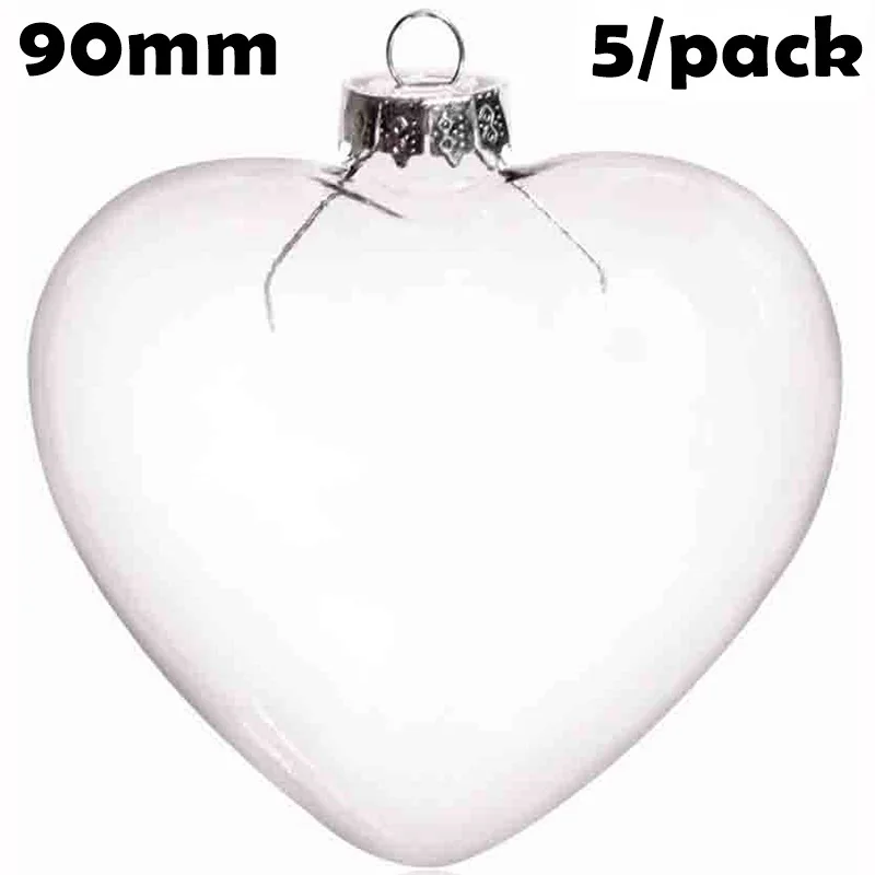 

5 Pieces x DIY Paintable Home Wedding Christmas Decoration Ornament 90*90mm Glass Heart