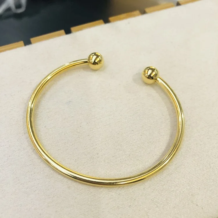 SOMMAR Fashion Gold/stainless_steel color charms bangle for female C-shaped open steel ball Wedding Bracelet Wholesale