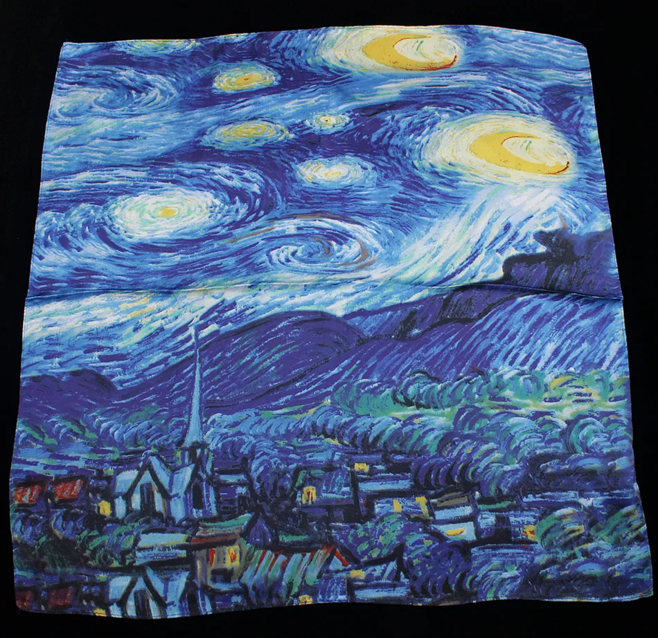 Van gogh Oil Painting Luxury Silk Scarf Bandanna Women Fashion Square Scarves Head Scarf Neck Scarf Decoration Neckerchief T1