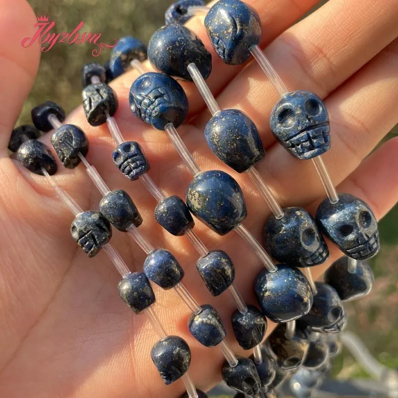 Skull Beads Blue Lazuli Lapis Beads Natural Stone for DIY Accessories Charms Pendant Necklace Bracelet Jewelry Making 15