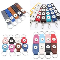 10Pcs/lot New Snap Jewelry PU Leather Keychains Fit 18mm 20mm Snap Buttons DIY Snap Keyring For Women Keychain