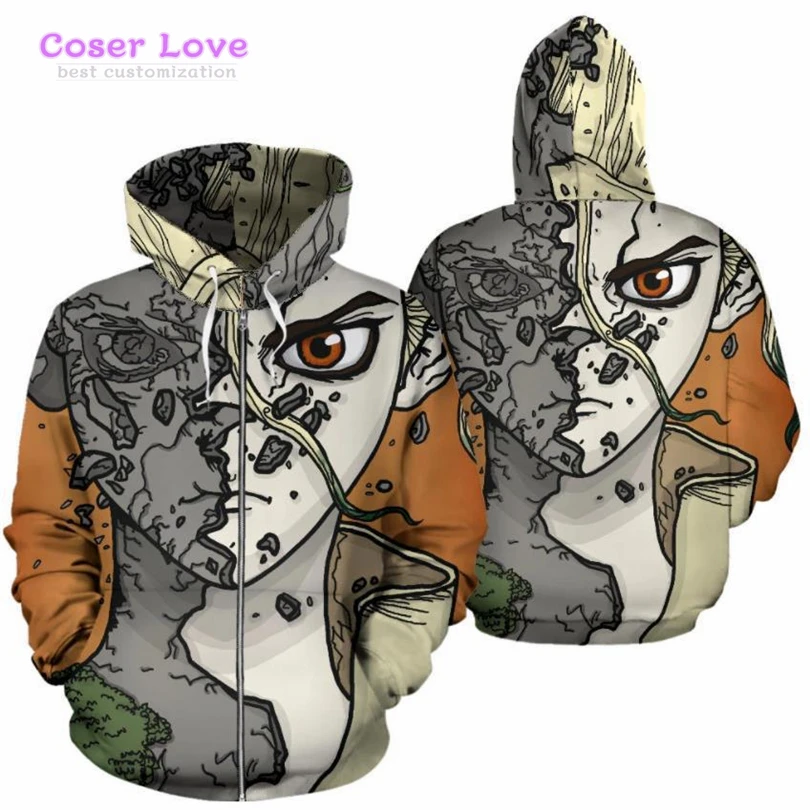 Anime Stone Ishigami Senku Hoodies Jacket Sweater Halloween Clothing Cosplay Costume