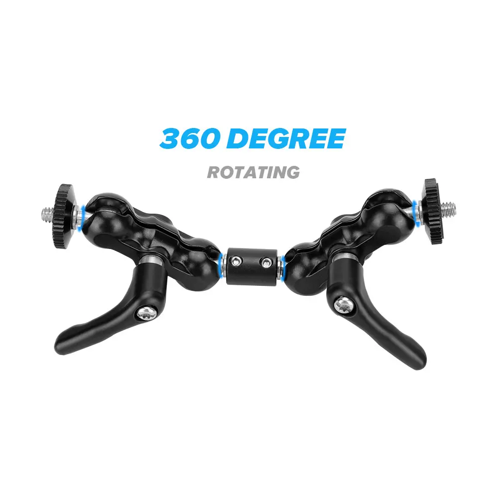 KIMRIG doppi supporti di supporto per testa a sfera da 1/4 pollici con robusta manopola di blocco centrale aggiornata per torcia/Monitor per fotocamera DSLR