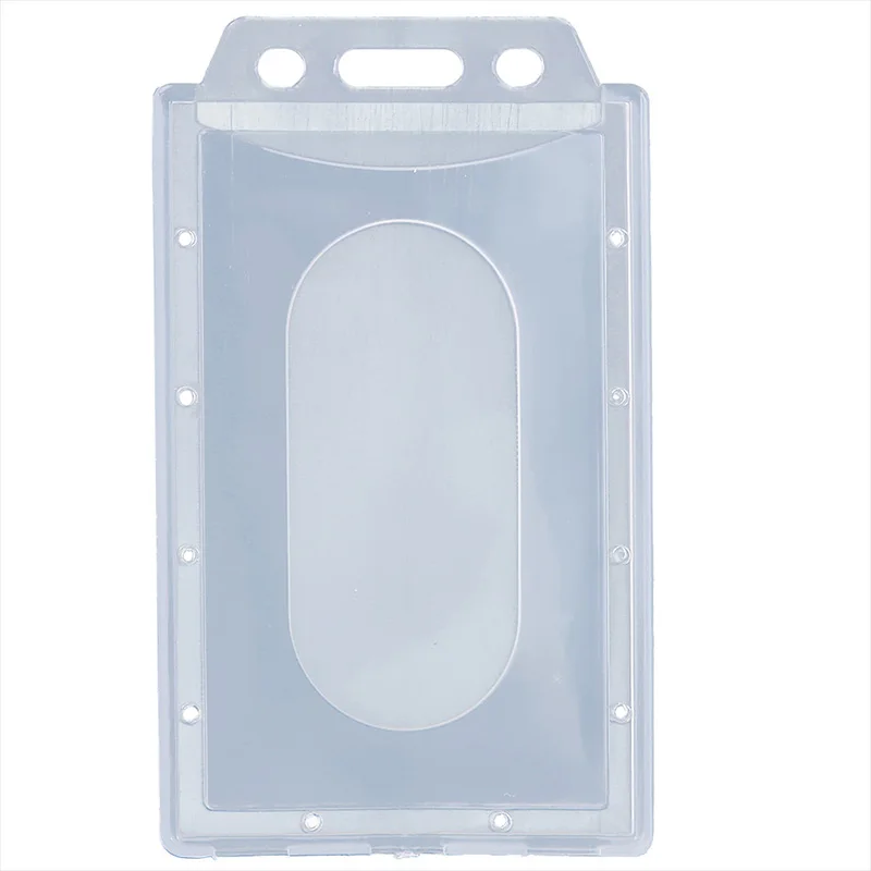 5Pcs Transparent Plastic Vertical Hard ID Access Card Cover Credit Card Case Badge Holder Double Side Card Holder Case