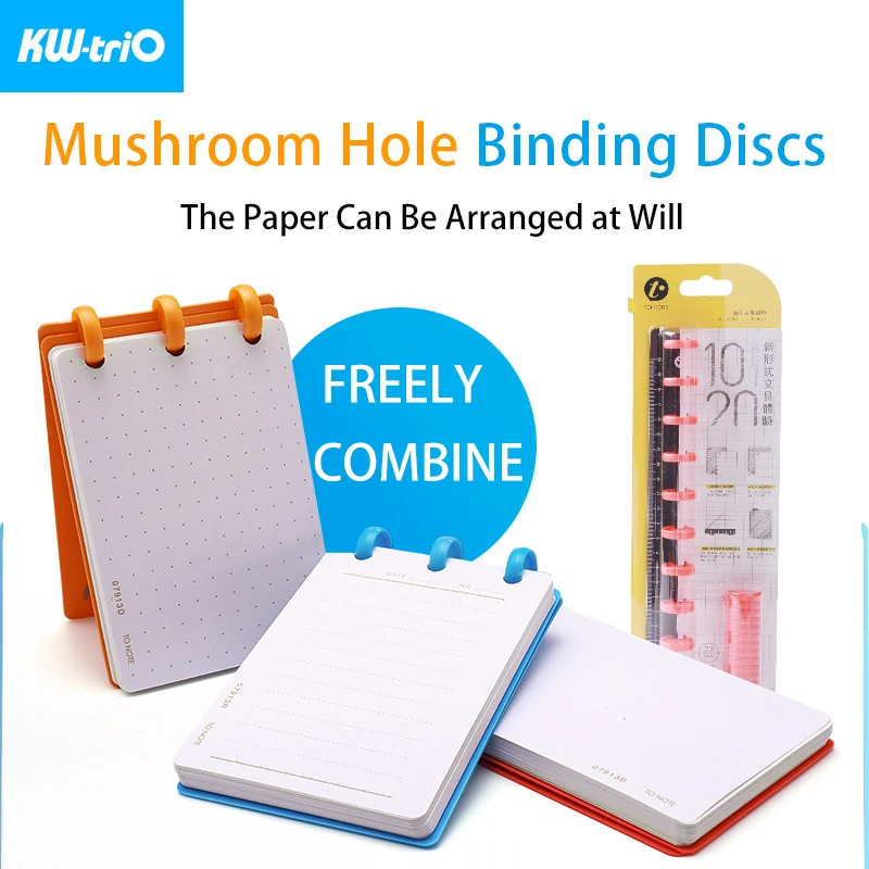 KW-triO Smart Ruler Binding Discs Set Mushroom Hole Ruler Fixture T-hole Bookmark Ruler Planner Ring Binder Notebook Disc Binder