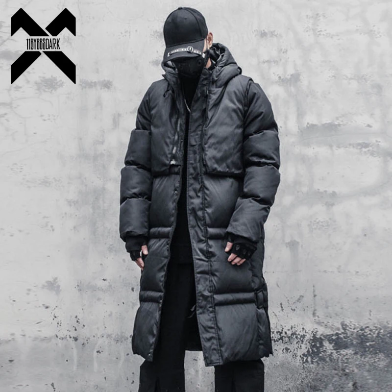 Winter Black Thick Jacket Parkas Windbreaker Men Hooded Long Coats Parka Streetwear Mens Hip Hop Warm Overcoat WB471