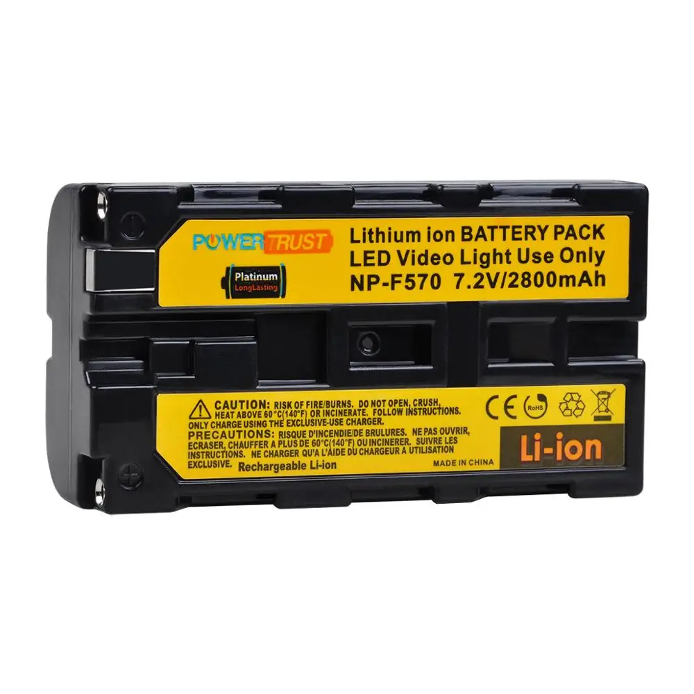 PowerTrust 2800mAh NP-F550 NP-F570 Battery for Yongnuo Viltrox  LED Video Light YN300Air II YN300 III YN600 Air L132T L116T