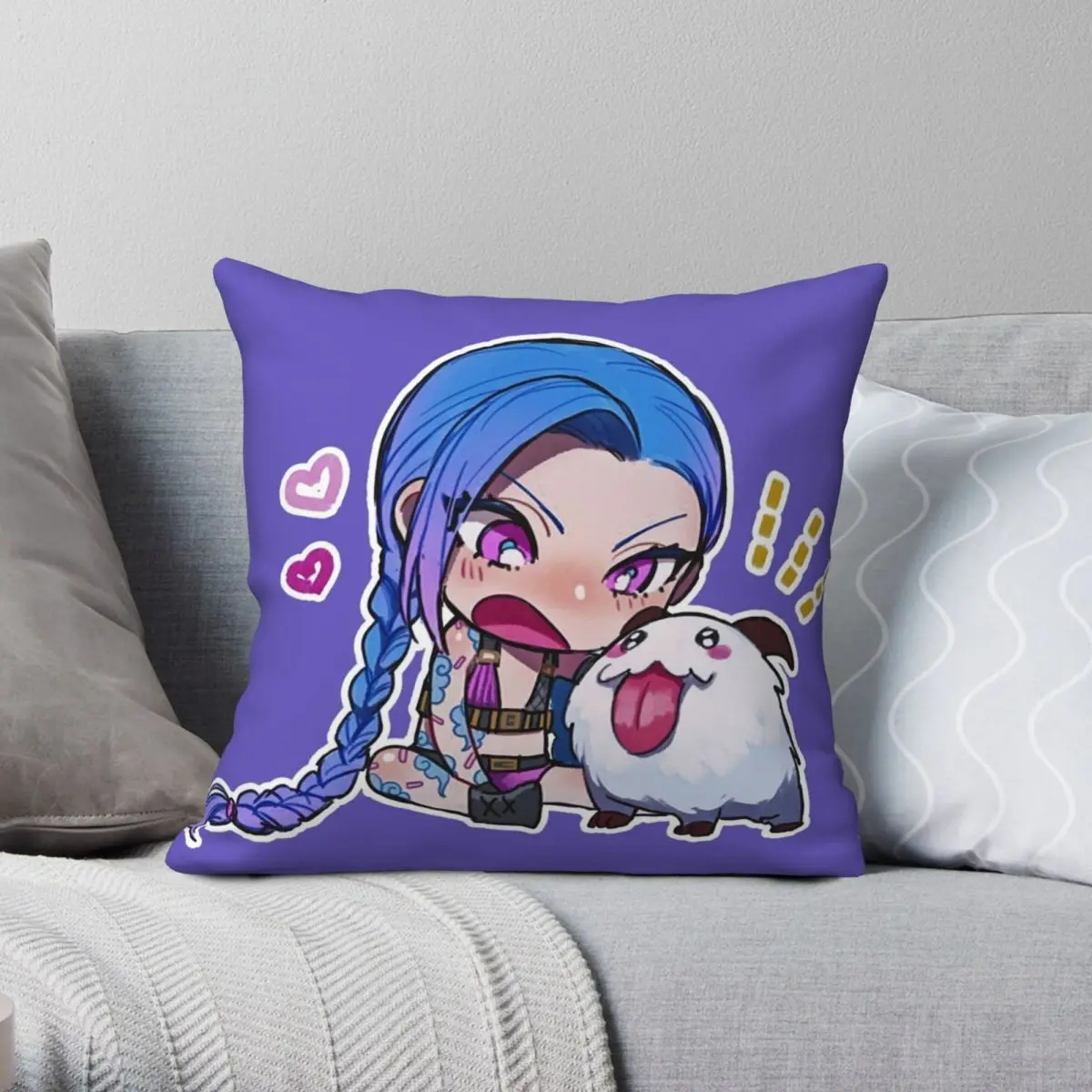 Jinx Poro League of Legends Square Pillowcase Polyester Linen Velvet Creative Zip Decor Sofa Cushion Cover 18