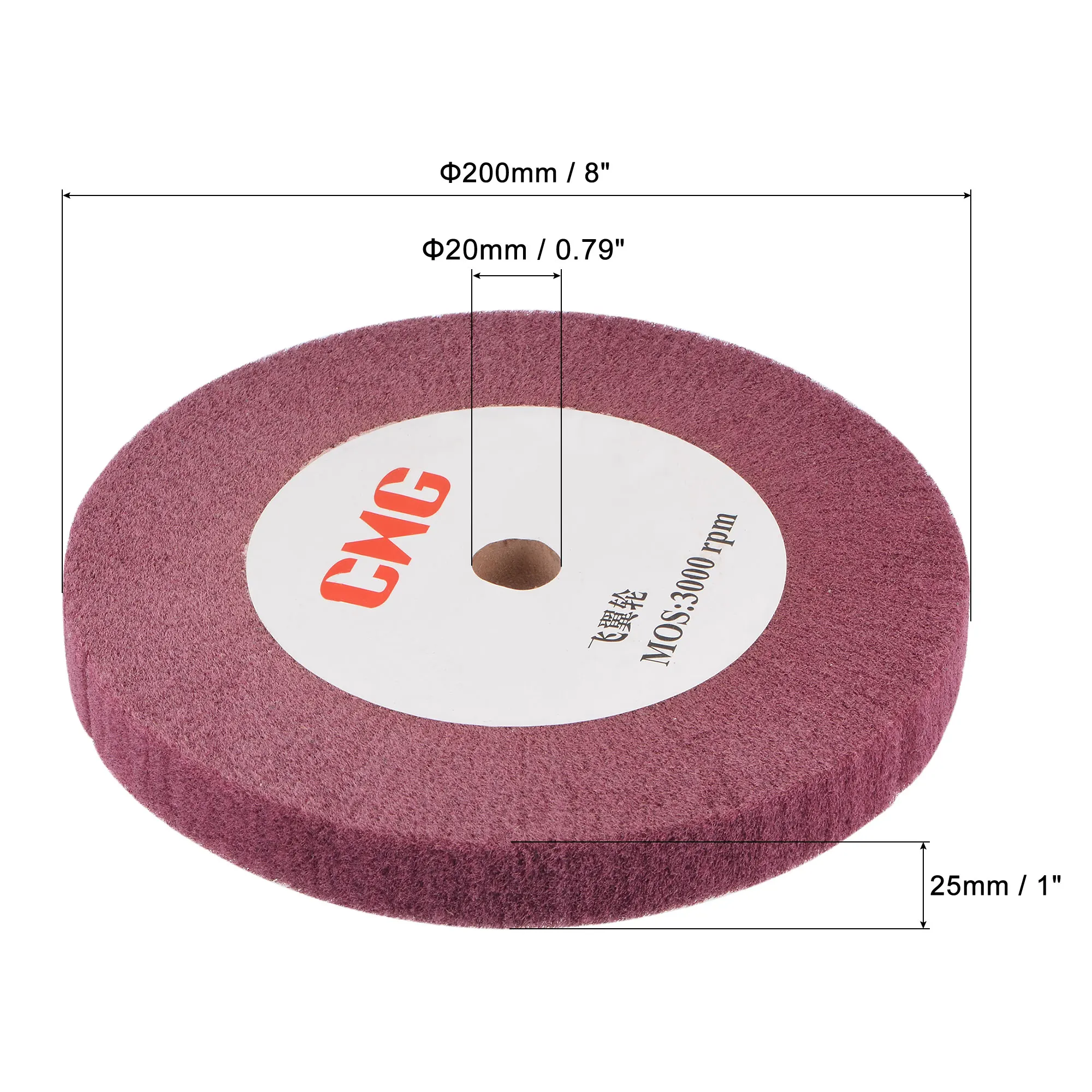 Uxcell 200mm x 25mm 320 Grit Non-Woven Polishing Burnishing Wheel Nylon Wire Drawing Abrasive Flap Wheel