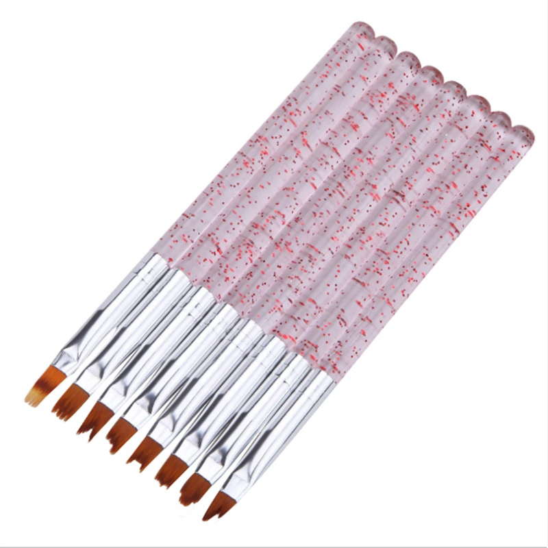 8 pcs Transparent Nail Art Acrylic UV Gel Extension Builder Petal Flower Painting Drawing Brush Pen Manicure Tools