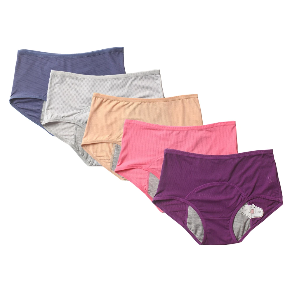 5pcs/Set Menstrual Panties Women Sexy Pants Leak Proof Incontinence Underwear Period Proof Cotton Briefs High Waist Warm Female