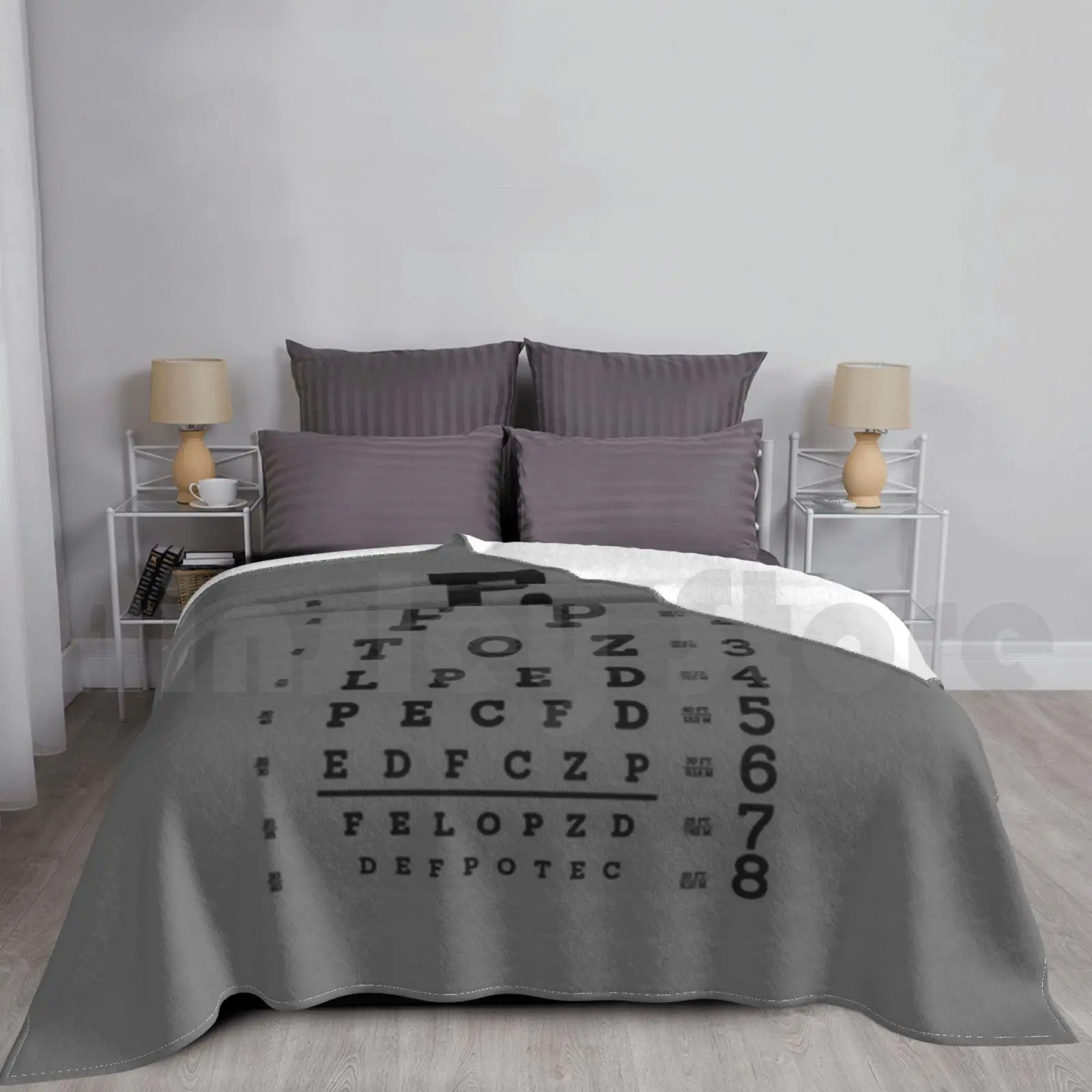 Black Snellen Chart Blanket Super Soft Warm Light Thin Snellen Chart Vision Test Vision Test Optical Test Optical