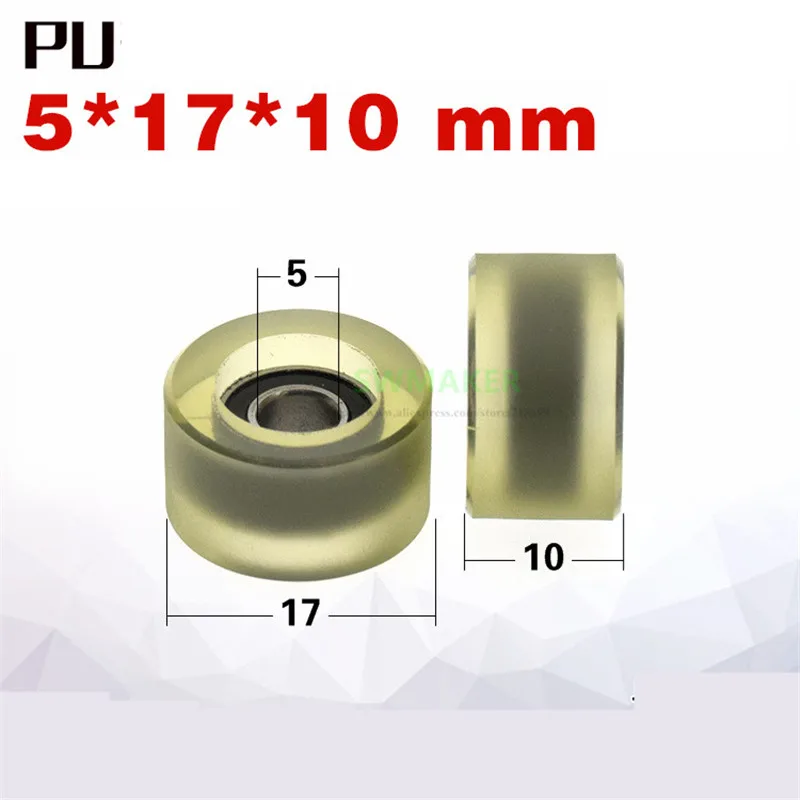 

10pcs 5*17*10mm 685 Bearing PU Rubber Wheel, Automation Equipment Components, M6x17x10mm Screw Conveyor Belt Silent Guide Wheel