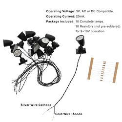 10pcs Model Railway O Scale 1:50 Christmas Lamp Spotlight Flood Lights LEDs LYC18