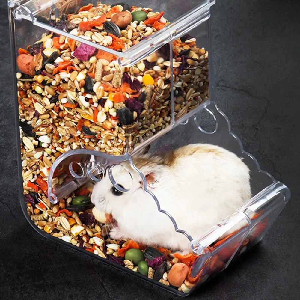 หนูแฮมสเตอร์กระต่าย Hedgehog อาหารอะคริลิคใสอัตโนมัติ Feeder Pet Supply