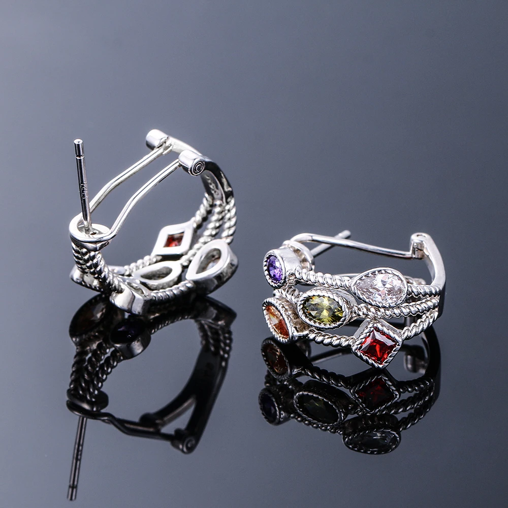 S925 Sterling Silver Jewelry Ear Nails Ear buckle Retro Hollow Fashion Women's Earrings for Party Birthday Gift