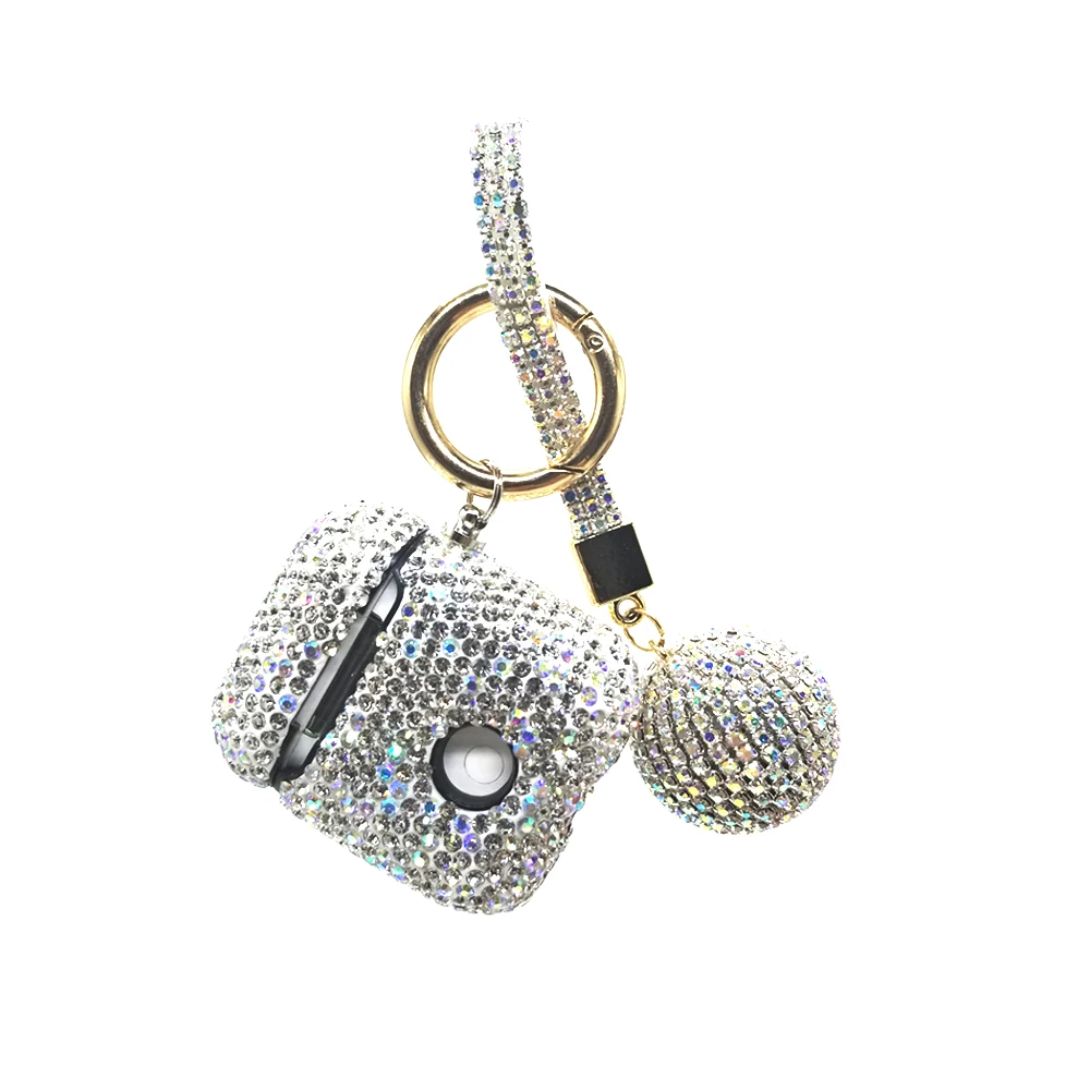 Беспроводные наушники, чехлы для Apple Airpods 2, Алмазный чехол, Bluetooth-наушники, аксессуары, зарядный бокс, протектор с брелком