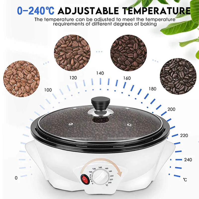 500g Electric Coffee Roaster Multifunctional Nut Peanut Cashew Chestnuts Roasting Non-stick Coffee Bean Roaster