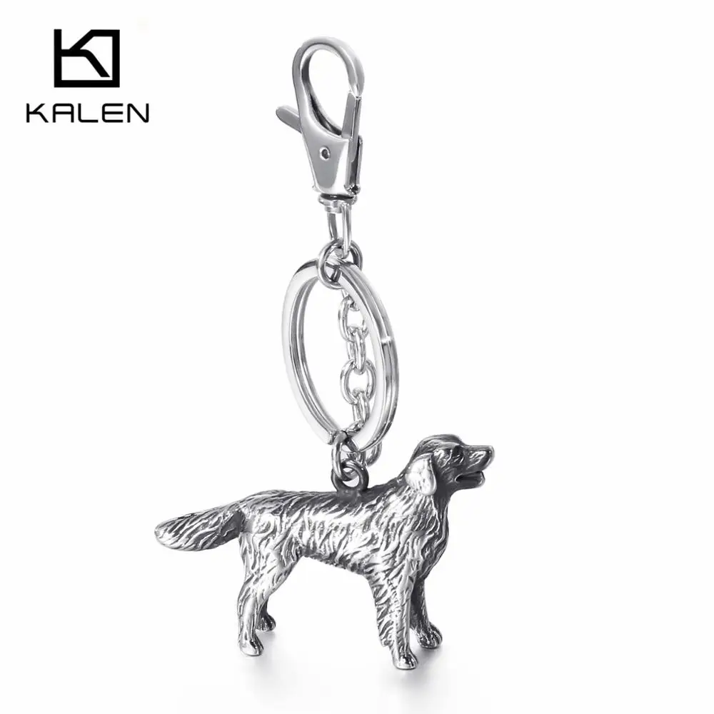 KALEN Stainless Steel Pet Dog Key Chains Men Women Animal Corgi Labrador Shepherd Poodle Dog Key Chain Jewelry Gifts