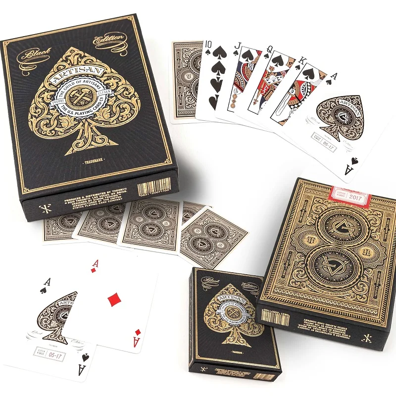 Theory11 Artisan Playing Cards Black Deck Poker Size Magic Card Games Magic Tricks Props for Magician