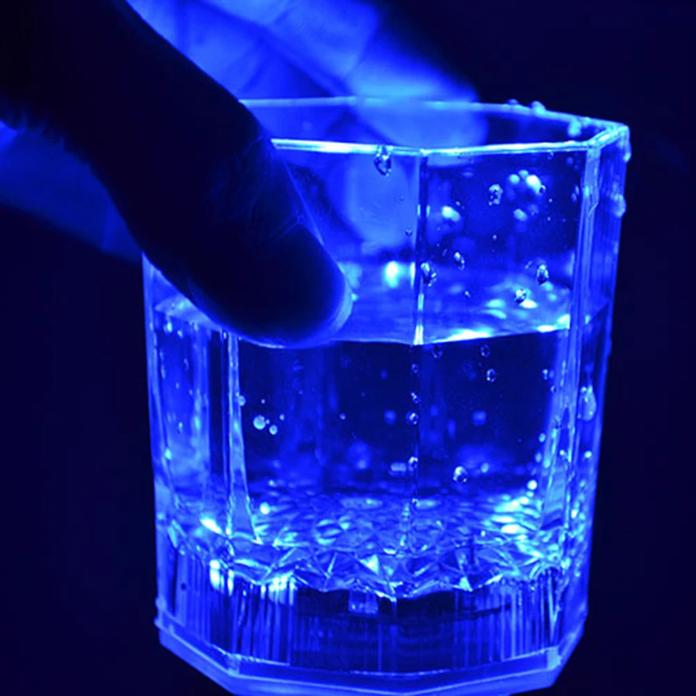 LED Wine Glass Cup Water bottle Sensitive Discoloration Cup Illuminated Octagon Cup Romantic Atmospheres Flash Cups