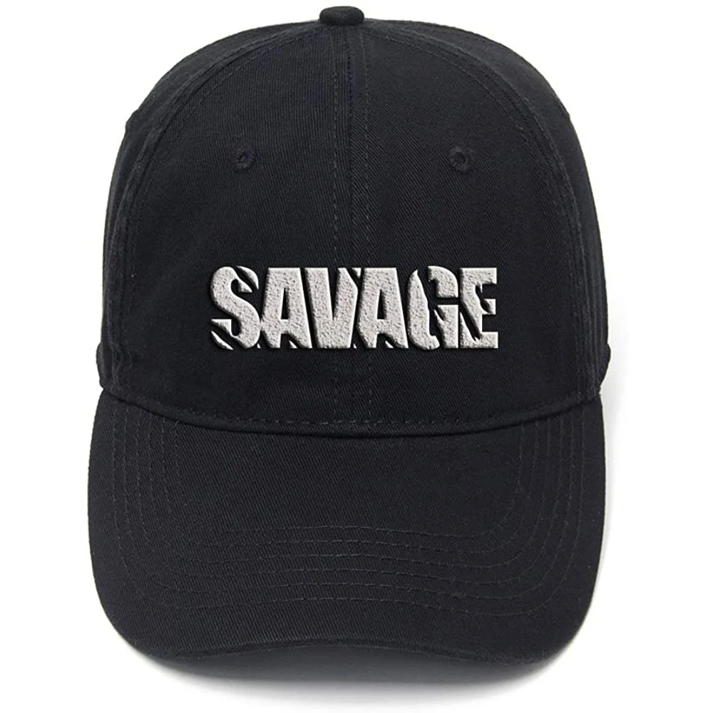 Lyprerazy Savage Graphic Cool Washed Cotton Adjustable Men Women Unisex Hip Hop Cool Flock Printing Baseball Cap