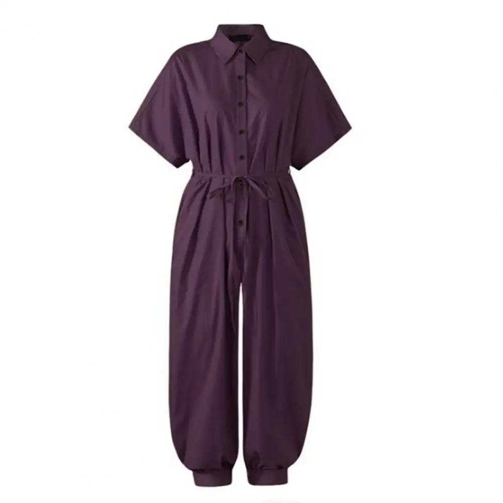 Zomer Vrouwen Jumpsuit Effen Kleur Revers Romper Leisure Hoge Taille Elegante Jumpuits Mode Toevallige Jumpsuit Dagelijkse Slijtage