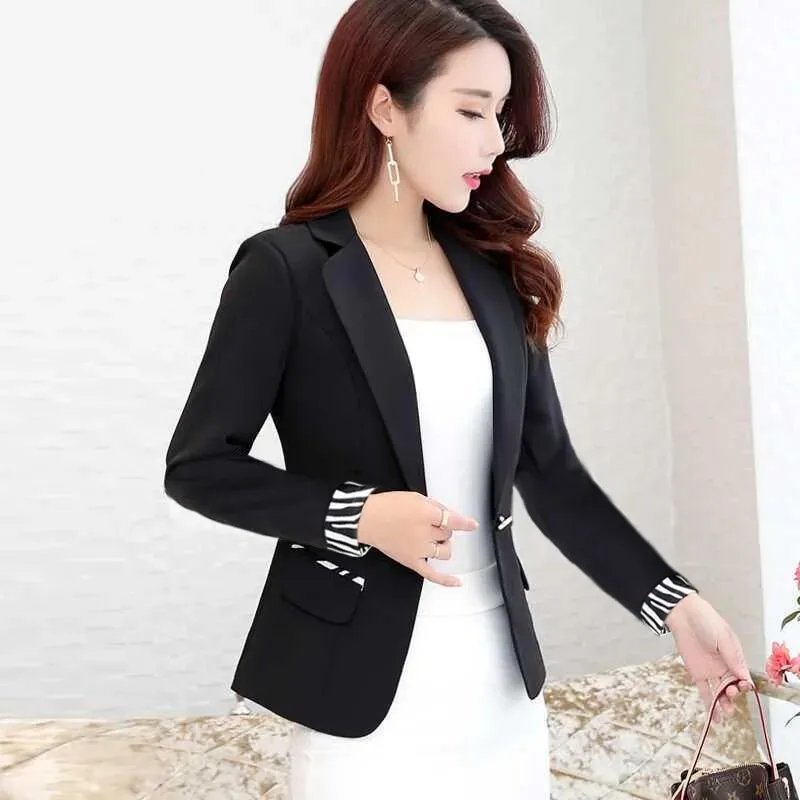 2024 yeni Blazer Suit kadın kore İnce moda elbise Blazer Patchwork kısa tek düğme Lady ofis küçük takım elbise ceket 3XL Tops