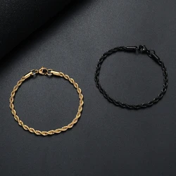 Wholesale Price 316L Stainless Steel Golden Black Twisted Rope Chain Bracelet For Men and Women Fashion Gift Jewelry
