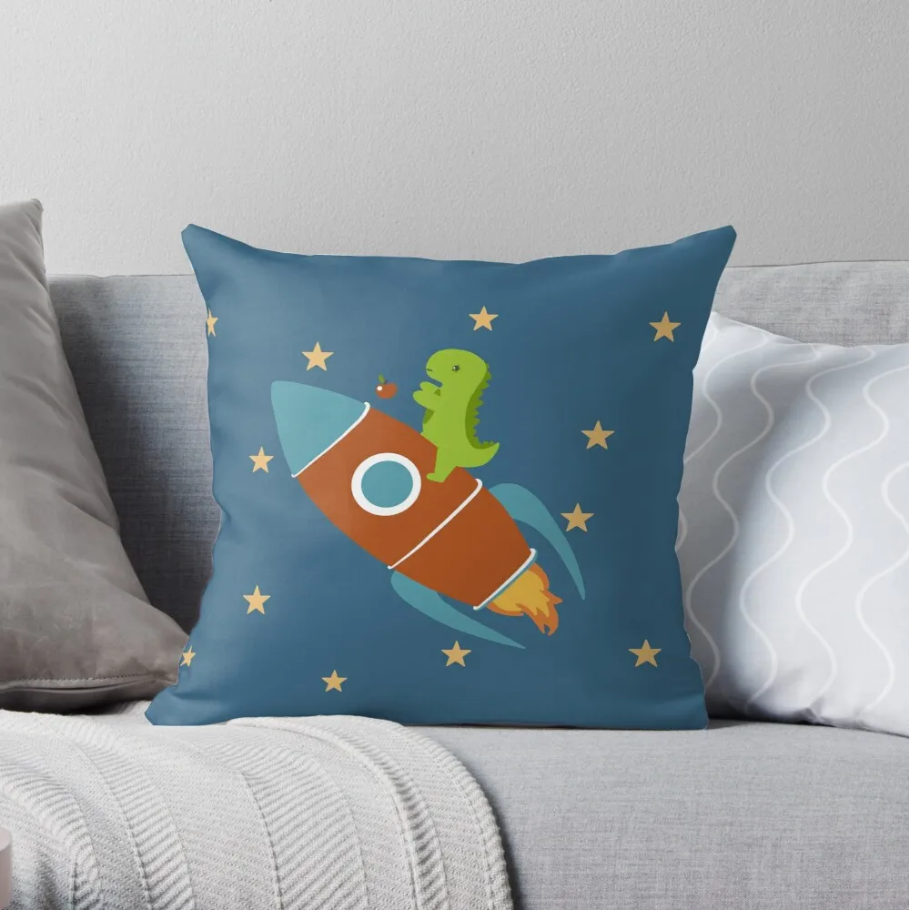 Dino on a Rocket  Throw Pillow Pillowcase Cushion Cover Home Decorative Sofa Pillow Cover Cushion Cover 40x40cm 45x45cm