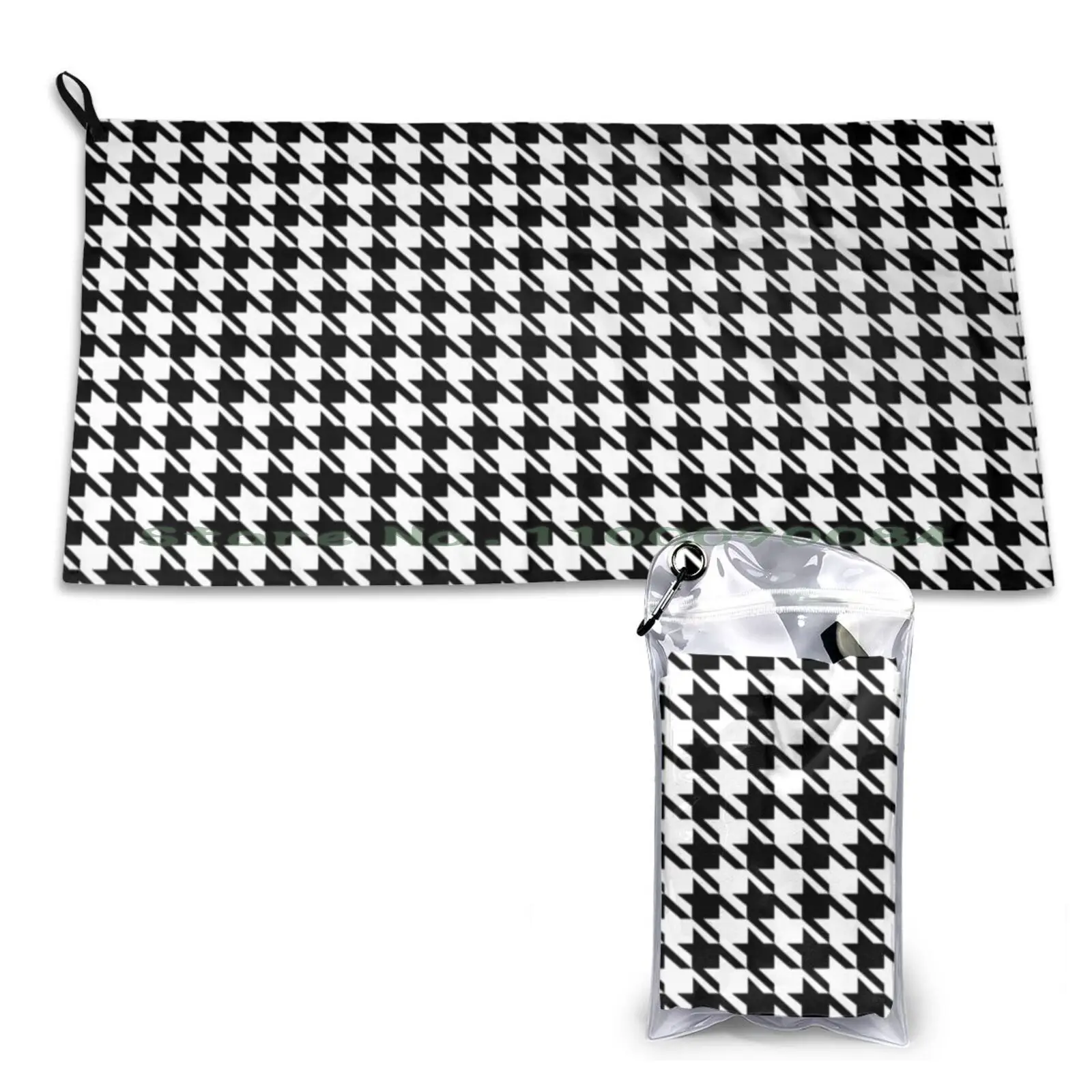 Luxurious Houndstooth Black White Bath Mat Quick Dry Towel Gym Sports Bath Portable 33 34 35 36 37 38 39 40 5 6 7 8 9 10 11 12