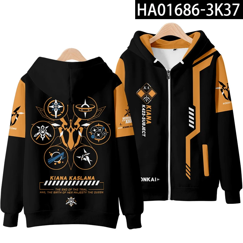 Honkai Impact 3rd 3D Print Zip Up Vrouwen/Mannen Hoodies Sweatshirts Streetwear Hip Hop Kiana Kaslana Cosplay Rits Hooded jas