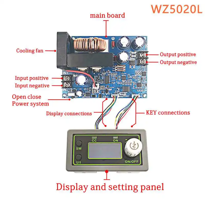 DC DC Buck Converter CC CV Step-down Power Module 50V 20A 1000W Adjustable Voltage Regulated power supply WZ5020L