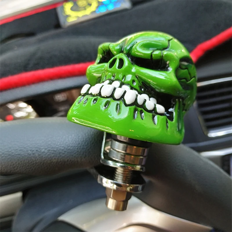 SKULL HEAD Car Styling Steering Wheel Power Handle Ball Hand Control Power Handle Grip Spinner Knob Grip Knob Turning Helper