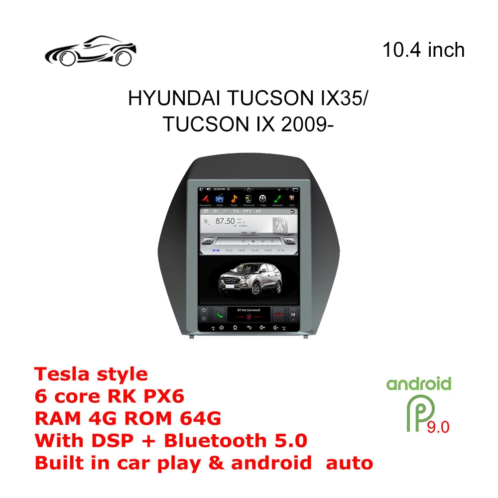 

GPS-навигатор Автомобильный TUCSON IX35, 10,4 дюйма, 4 + 64 ГБ, GPS, DSP