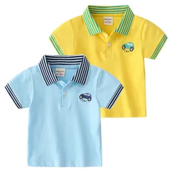 Fashion Boys Polo Tshirt Cute Car Pattern Toddler Tops Tees Children Summer Cotton Quality Shirt Kids Clothes