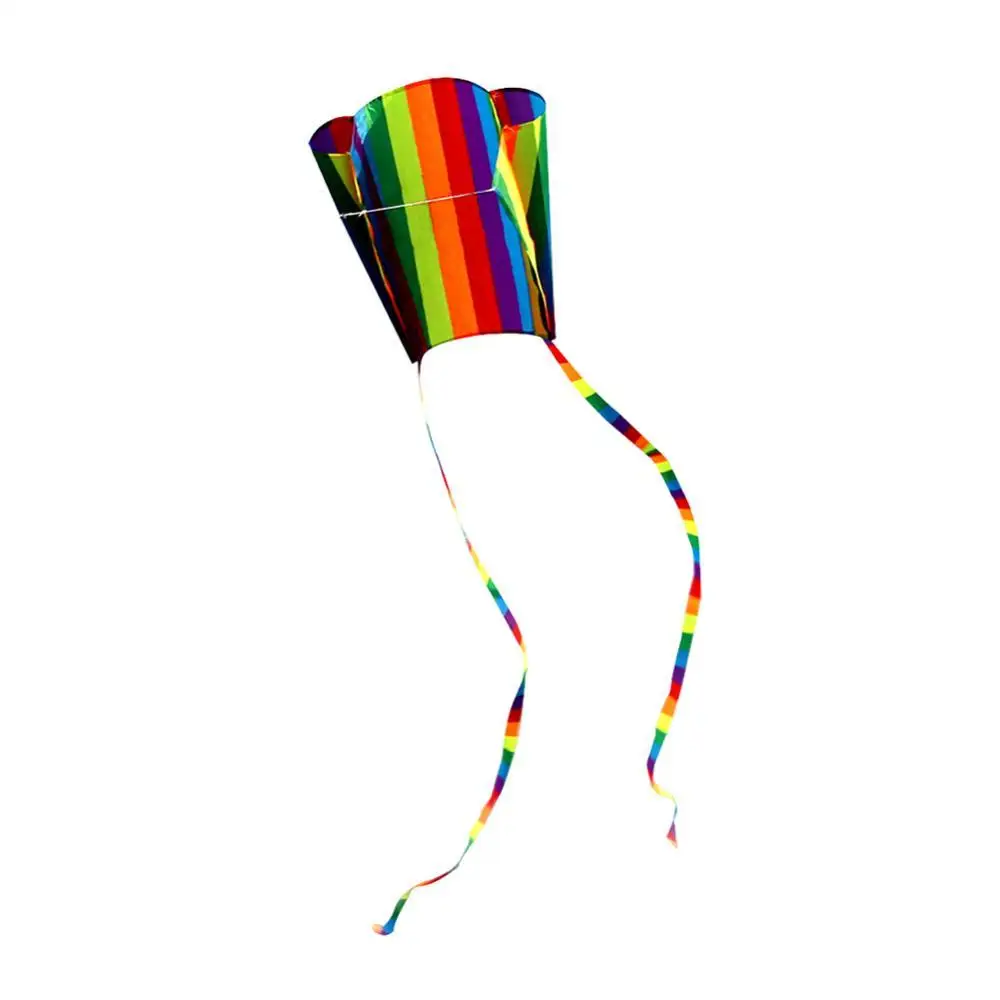 Cometa sin marco para adultos, Parafoil arcoíris colorido, cola larga, cometa voladora con línea de 30m, juguete divertido para niños, accesorios