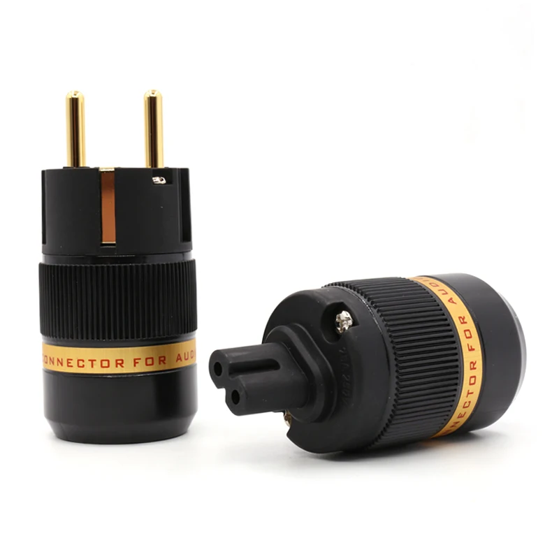 

Viborg Pure Copper EU Schuko Power Connector 24K Gold Plated Figure 8 IEC Female Connector plug hifi