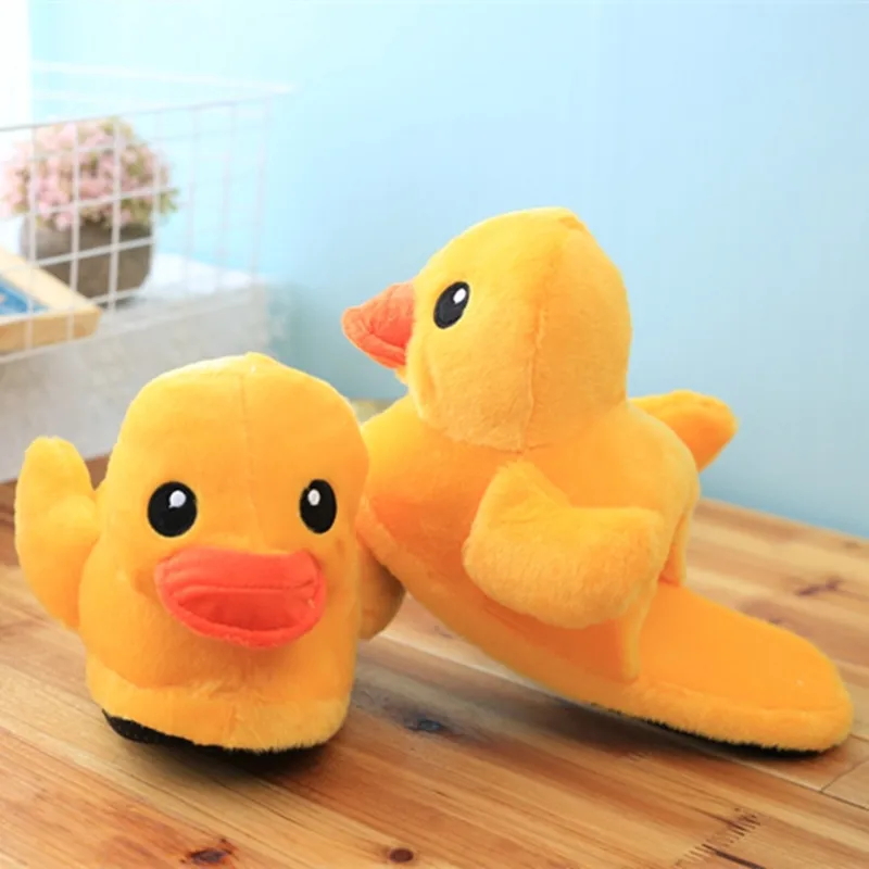 Duck Cute Animal Winter Slippers Custom Slippers Special Fur Slippers  Funny Shoes Men Women Home House Slippers Children Indoor