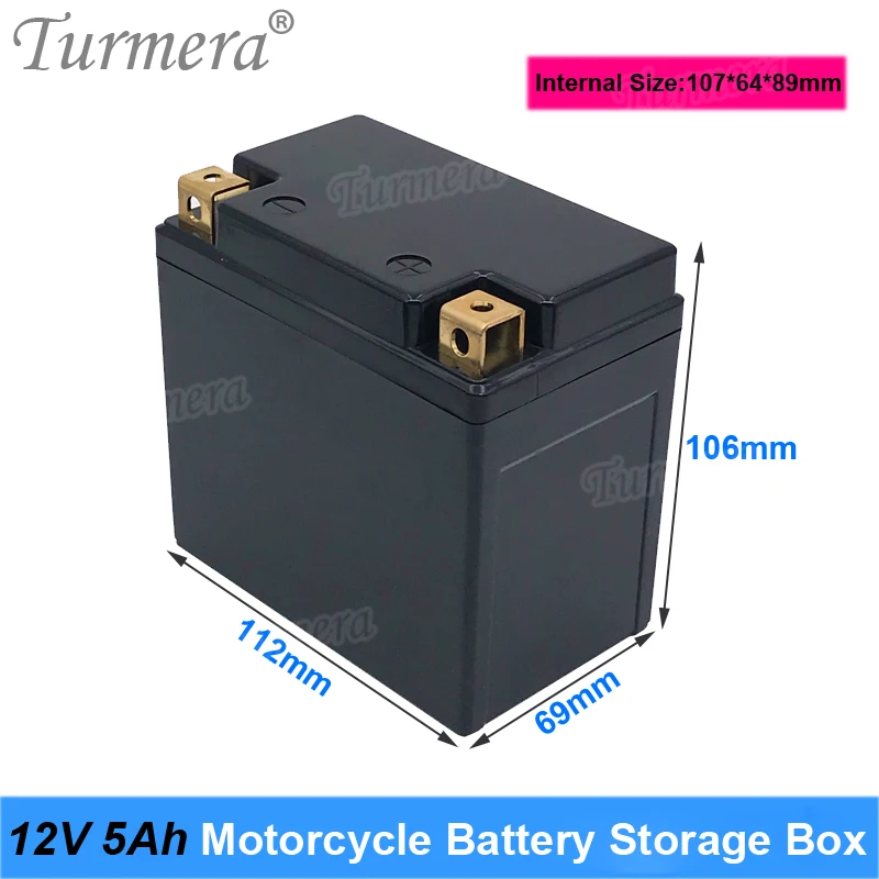 Turmera 12V 5Ah 6Ah Motorcycle Battery Storage Battery Box Can Hold 10Piece 18650 Li-ion Battery or 5Piece 32700 Lifepo4 Battery