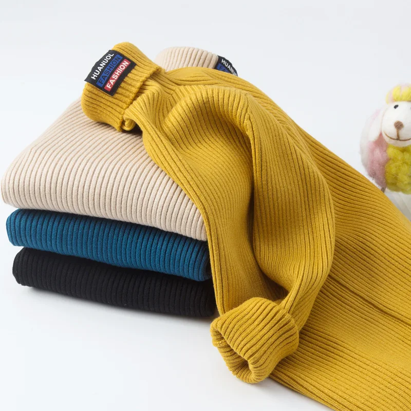 2 -13Years Teenagers Boys Sweater Autumn Winter Children Pullover Warm Sweater Kids High-neck Solid Color Bottoming Shirt