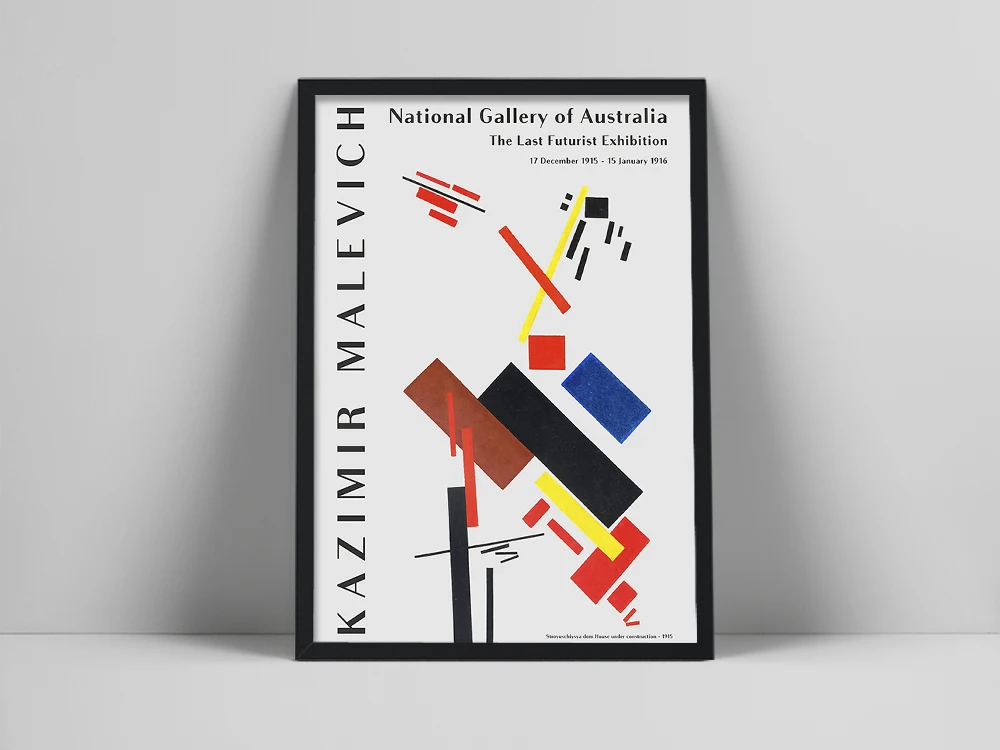 Kazimir Malevich poster, Last futurist exhibition , Kazimir Malevich Exhibition poster, minimalistic art, Modern art poster, Ar