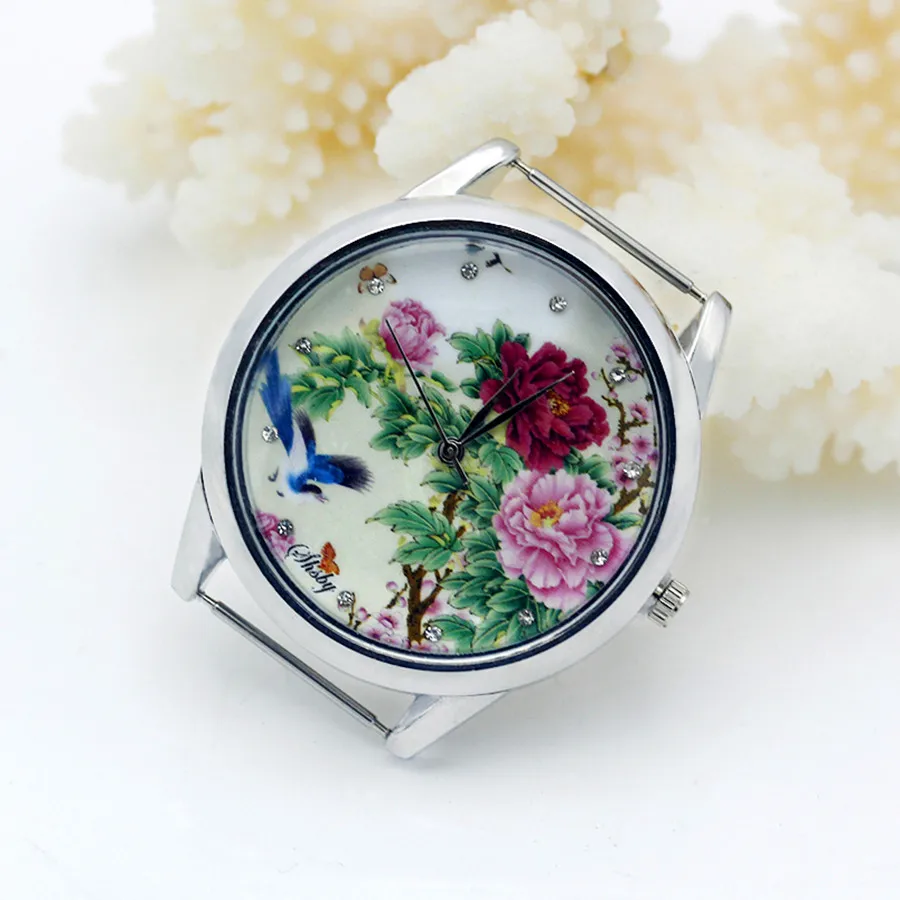 Shsby Diy Personality Watch Header New Style Silver Flower Head With Cloth Strap Watch Accessories 21~30