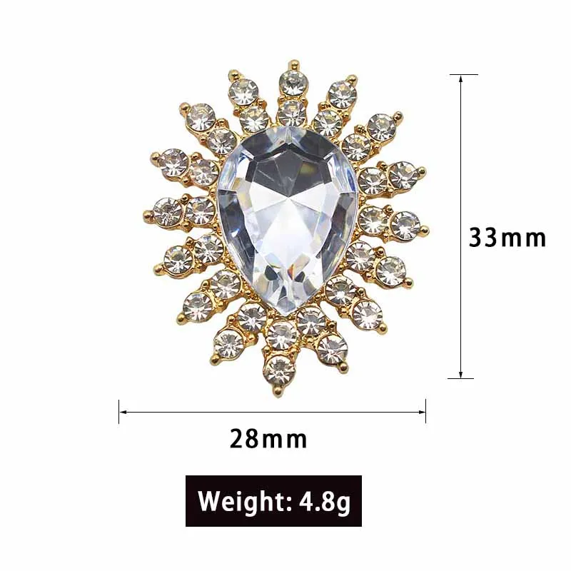 Shiny 10Pcs 28*33MM Silver Metal Needlework Rhinestone Embellishment Hair Accessories Diy Flat back Brooch Jewelry Accessories
