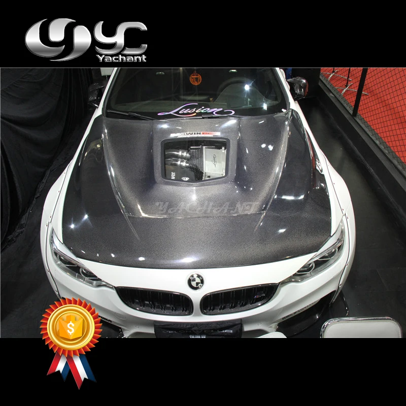 Car-Styling Portion Carbon Fiber / Double Sided CF Front Bonnet Hood Fit For 2014-2017 F80 M3 F82 F83 M4 iMP Performance Bonnet