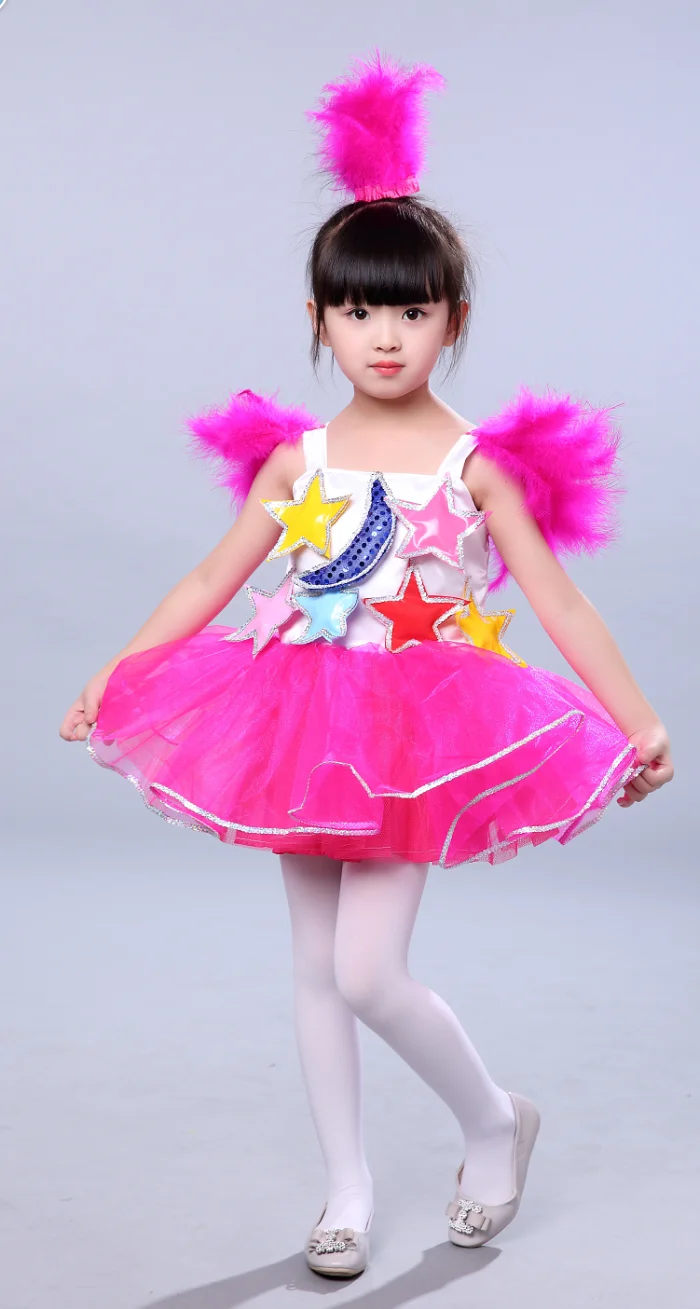 Children\'s jazz dance Latin dance costumes girls modern hip-hop sequin dance pompon performance clothes