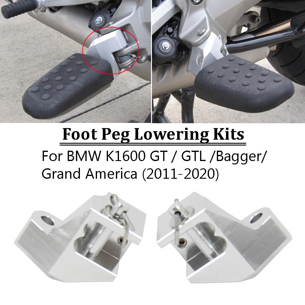 For BMW K1600GT/GTL/Bagger/Grand America 2011-2020 Foot peg Motorcycle Passenger Footpeg Lowering Kit