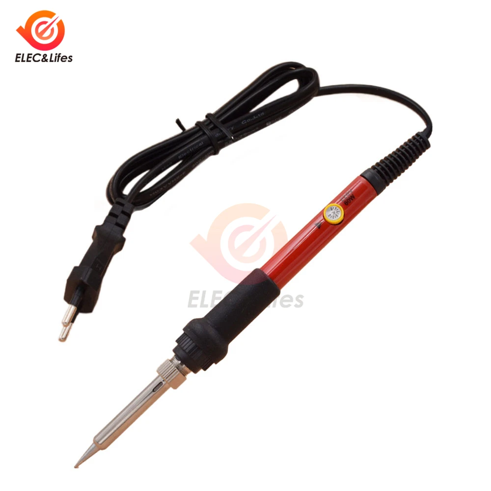 60W 220V Electric Soldering Iron Set Adjustable Temperature Welding Tools EU Plug 200-450 Celsius Gray/Red